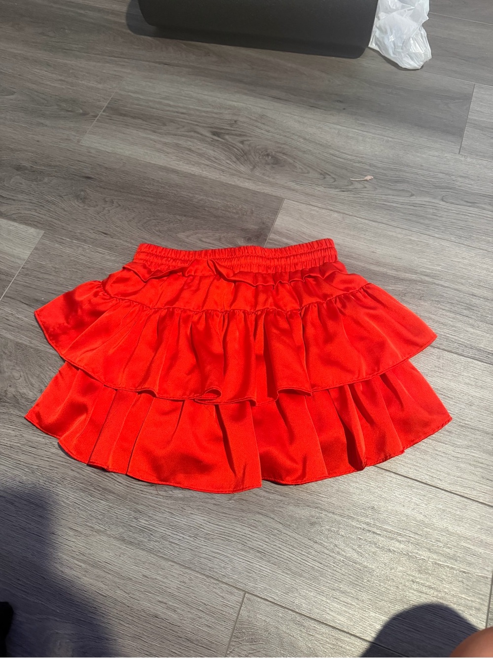 Red Ruffle Mini Skirt - Picture 3 of 5